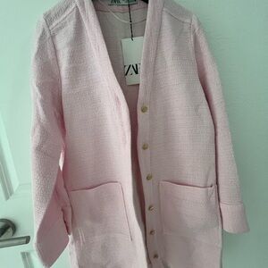 Zara Light Pink Textured Blazer